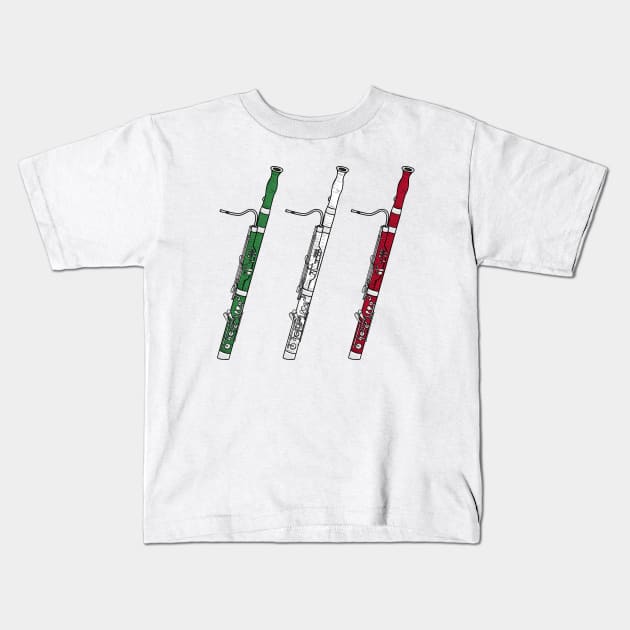 Bassoon Italian Flag Bassoonist Musician Italy Kids T-Shirt by doodlerob